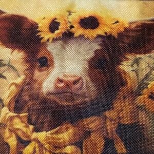 Highland Cow Sunflower Canvas Bag